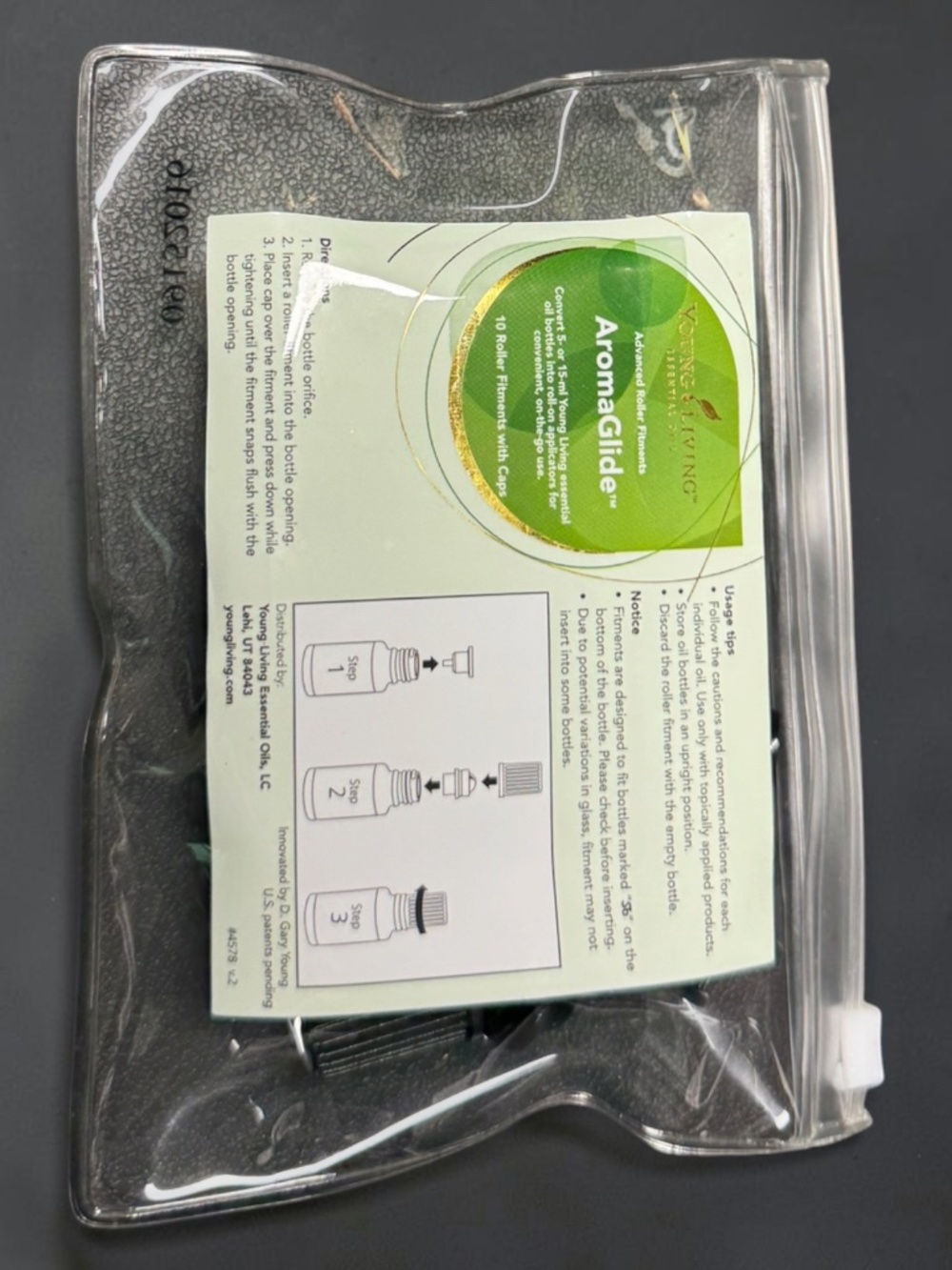 NOT FOR SALE - Young Living AromaGlide Roller Fitments & Caps 10 Pack NIP